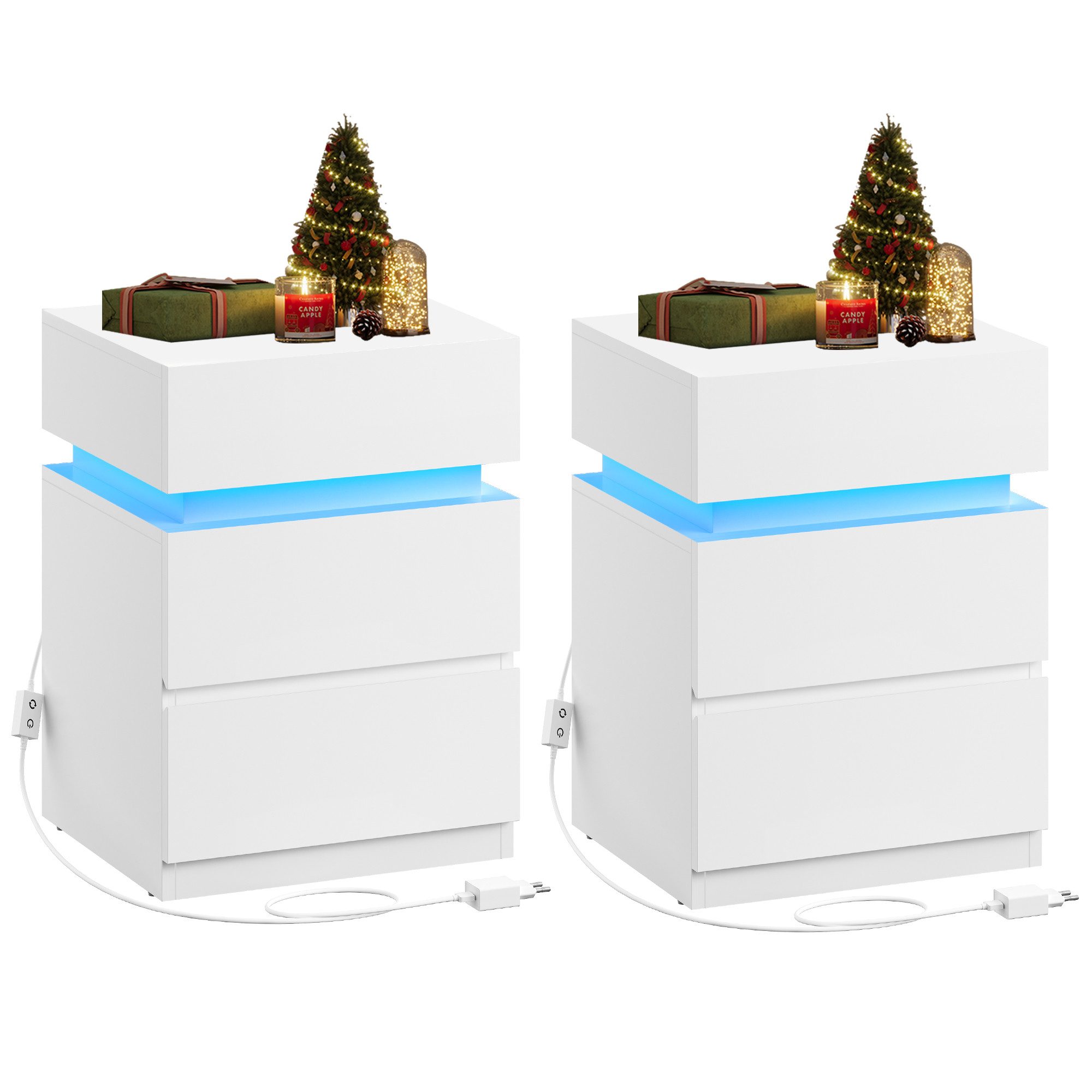 VASAGLE Nachttisch (2-St), mit LED-Beleuchtung, einstellbare Farben günstig online kaufen