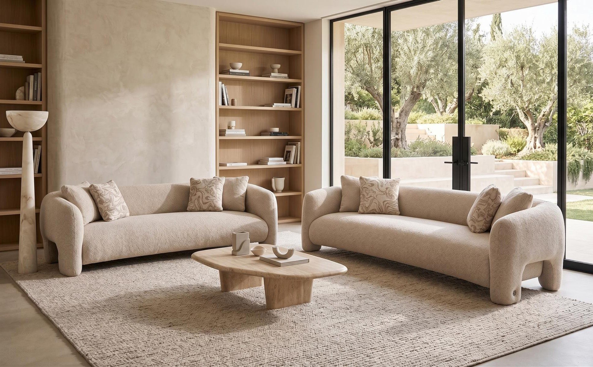 Xlmoebel 4-Sitzer Beige Sofa-Garnitur im modernen Design für Ihr Wohnzimmer, Sofa-Garnitur 2 Teile, Made in Europa
