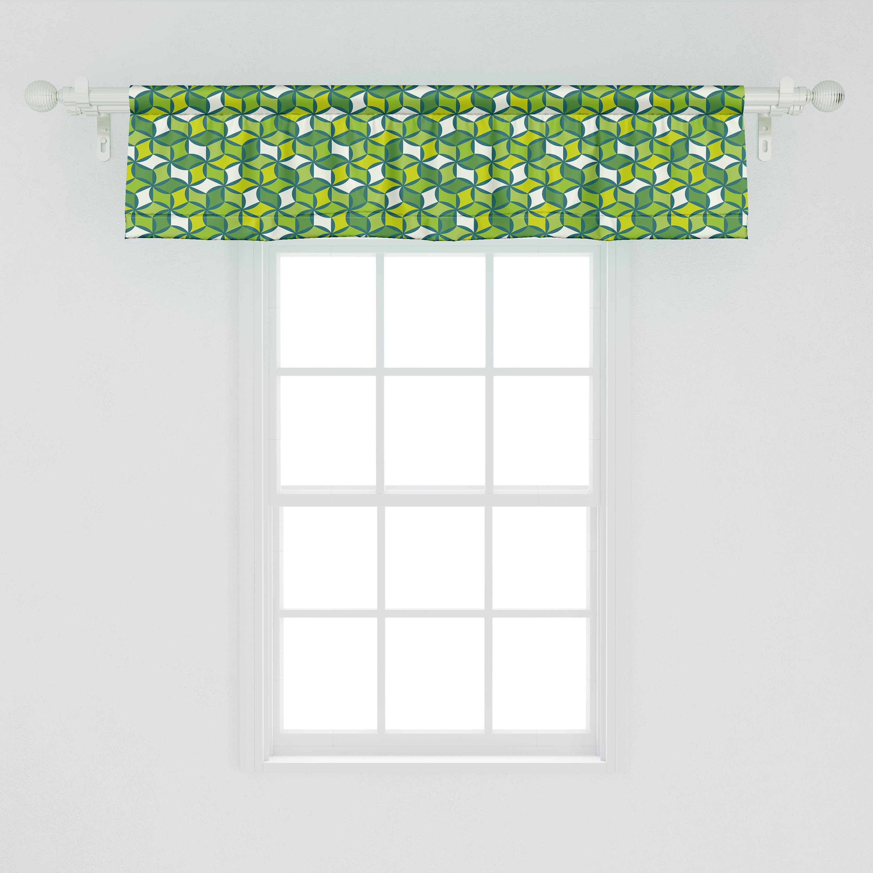 Küche Dekor Volant Microfaser, Moderne Abstrakt Scheibengardine Formation für geometrische Vorhang Schlafzimmer Abakuhaus, mit Stangentasche,