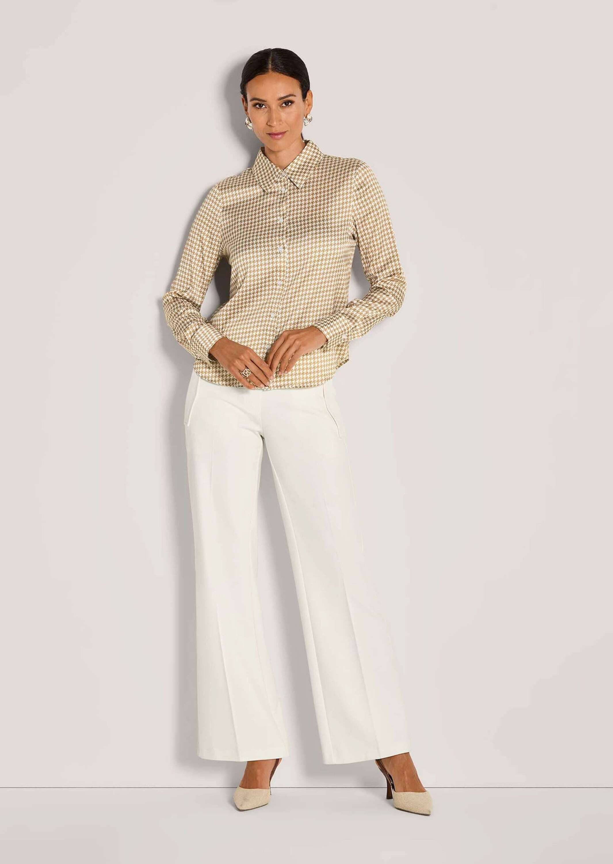 MADELEINE Hemdbluse Elegante Damenbluse mit Hahnentritt-Muster Viskosebluse mit Hemdkragen, Knopfleiste, Manschetten, lange Ärmeln