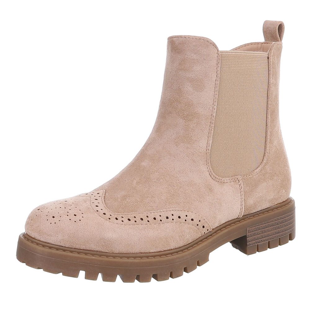 Ital-Design Chelsea Boot mit Profilsohle und Elastikeinsatz Stiefelette (92732023) Blockabsatz Chelsea Boots in Hellbraun
