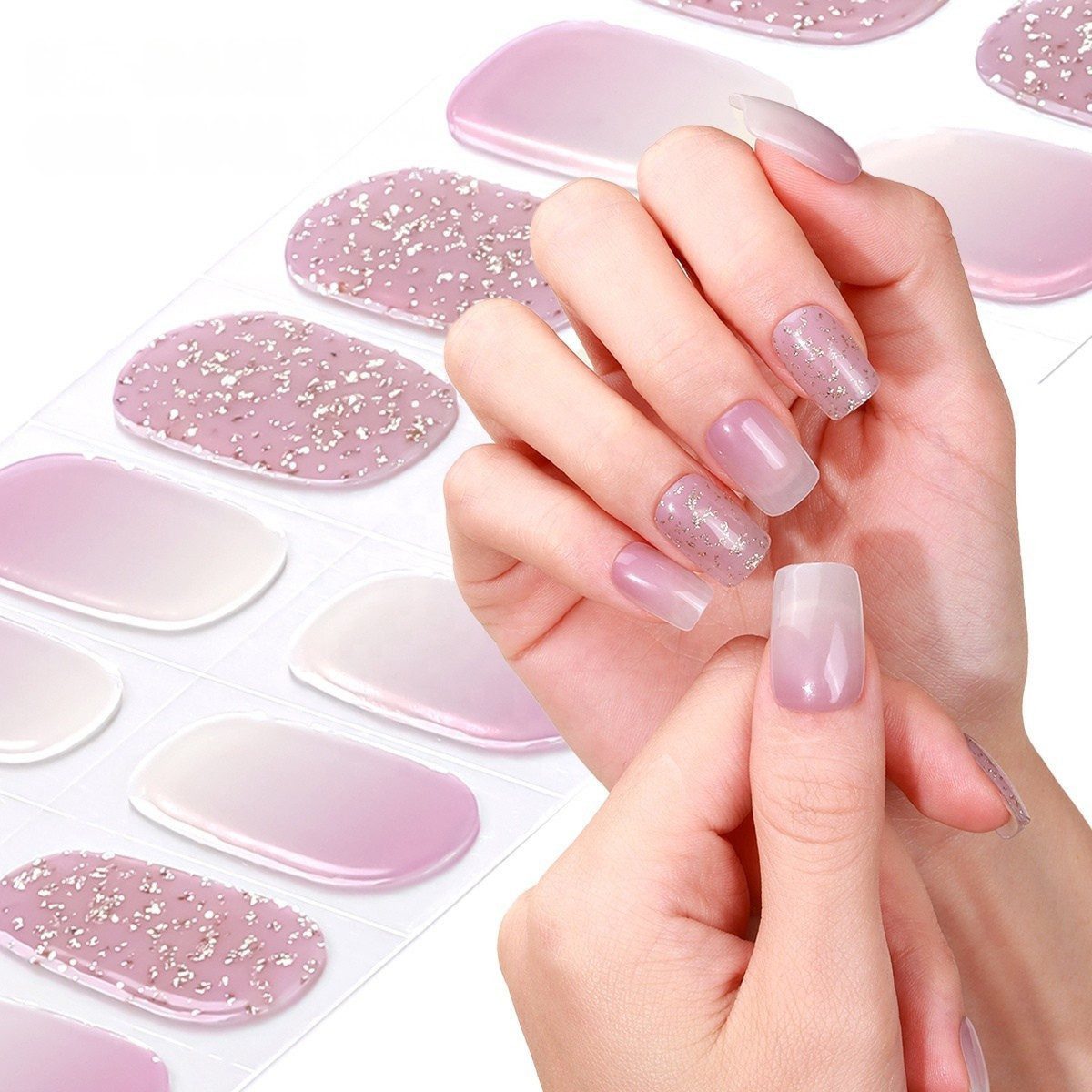 Rötting Design Kunstfingernägel zum Aufkleben 22 Stk Gel Nails Kunstnägel Nagelsticker Saloon-Qualität, Set 22-tlg., Gelnägel Set inkl. Manikürstäbchen & Nagelpfeile, Gel Nails zum Aufkleben - ohne UV - Nail Art - passgenau