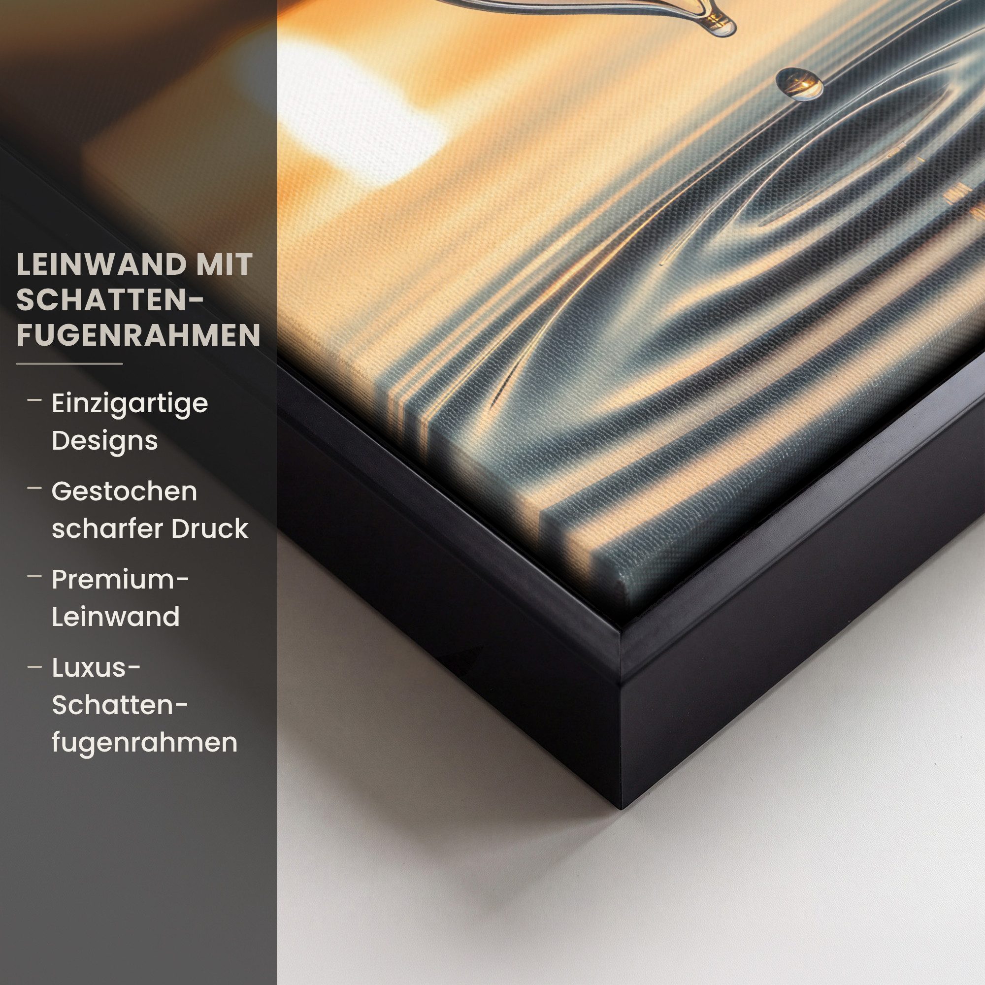 OneMillionCanvasses® Leinwandbild mit Rahmen - Herz - Wasser - Sonnenuntergang - Natur - Zen, Fotodruck (1 St), Leinwand Bilder Klein, Wand Dekoration Aesthetic – Bild 3 von 5