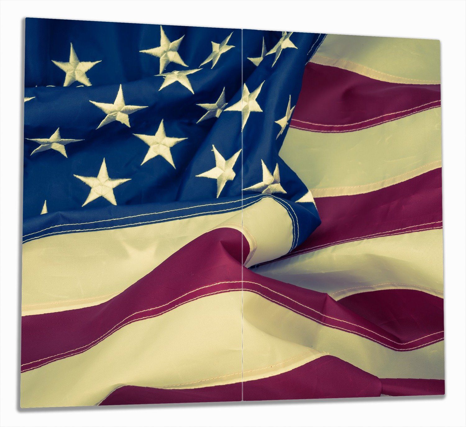 Wallario Herd-Abdeckplatte Amerikanische Flagge im Wind, ESG-Sicherheitsglas, (Glasplatte, 2 tlg., inkl. 5mm Noppen), verschiedene Größen