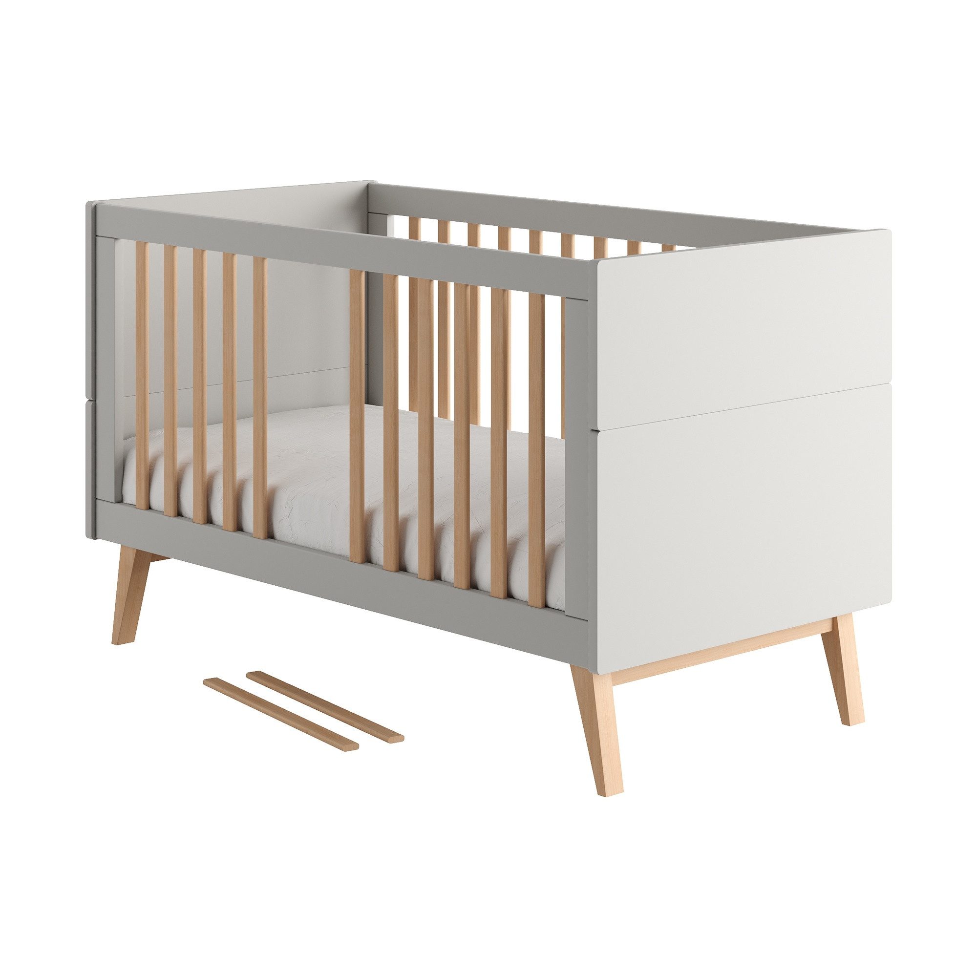 Raumhirsch Furniture Babybett Skandinavisches Babybett SWING 140x70 cm mit Juniorbett-Funktion, Liegefläche 140 x 70 cm, skandinavisches Design, Sicherheitsgeprüft