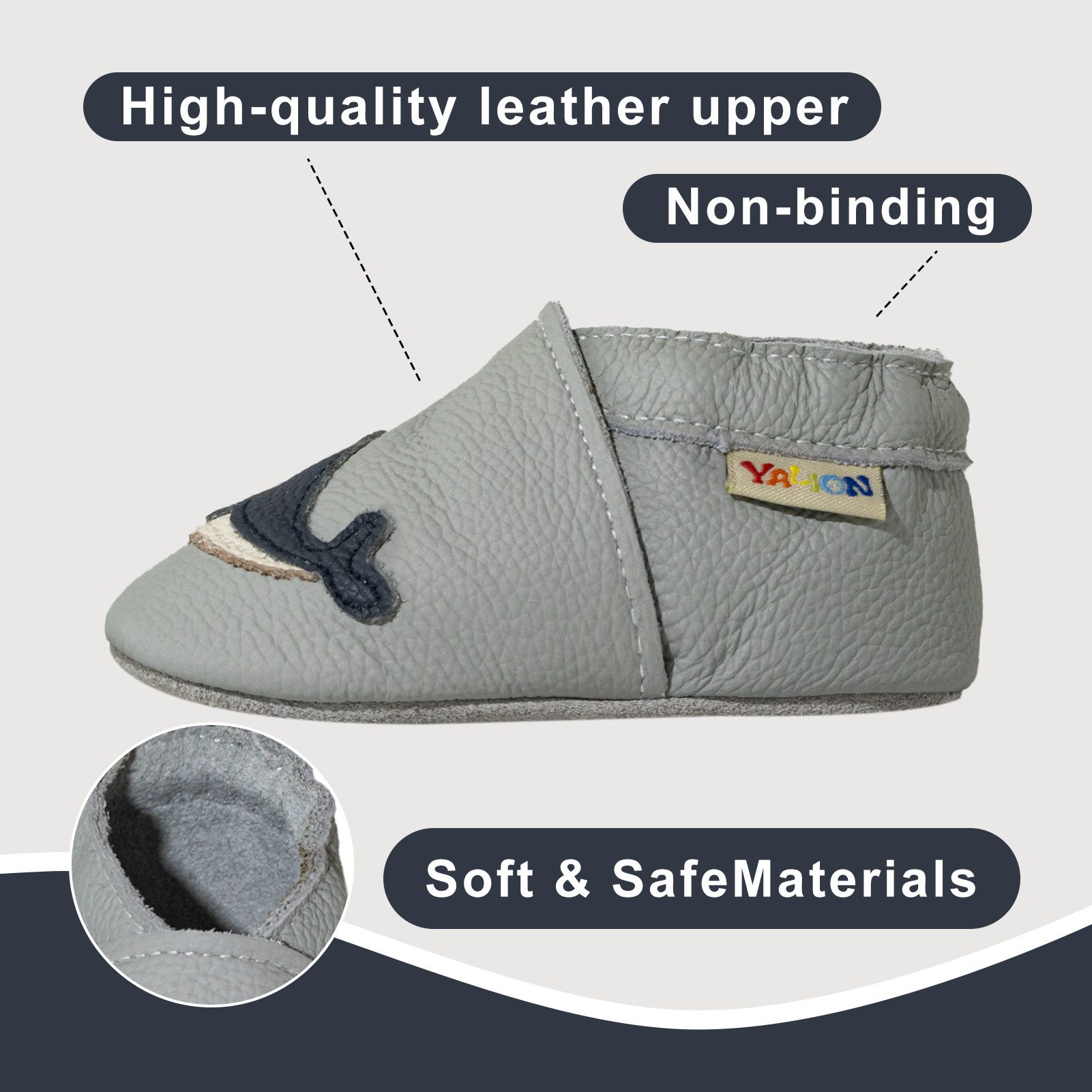 Yalion Weiche Leder Lauflernschuhe Hausschuhe Lederpuschen Krabbelschuh – Bild 5 von 5
