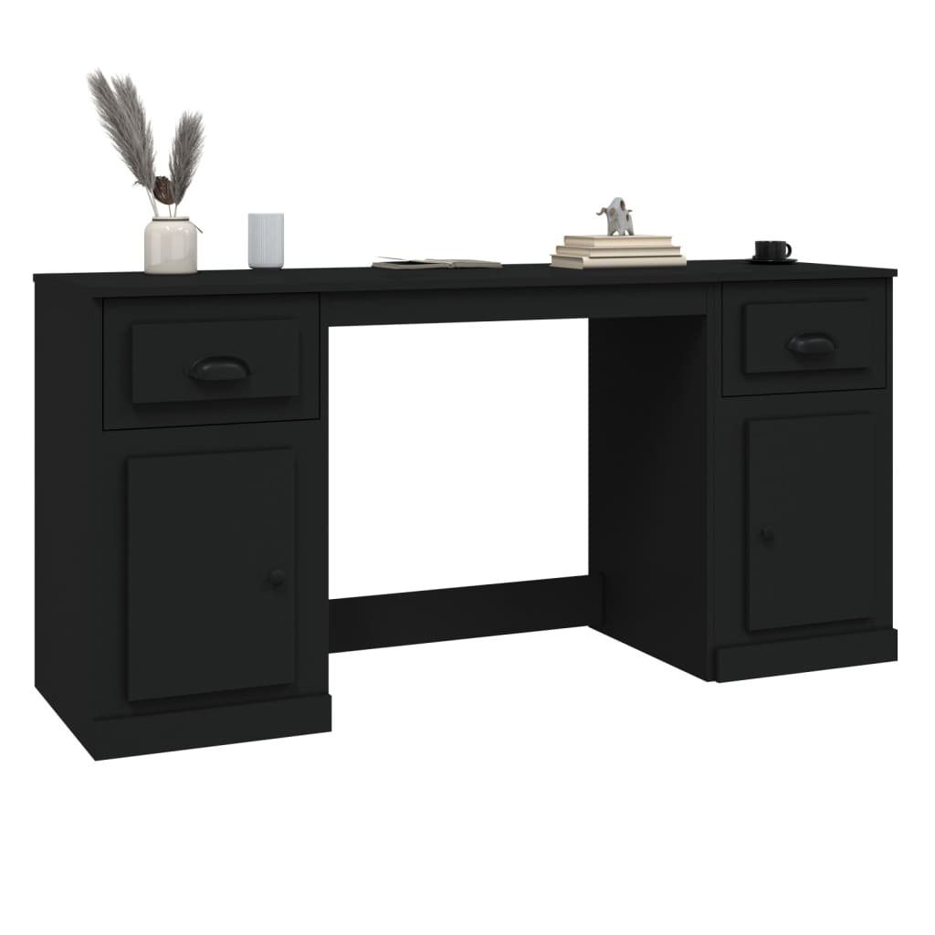Schreibtisch Holzwerkstoff Stauraum mit furnicato Schwarz