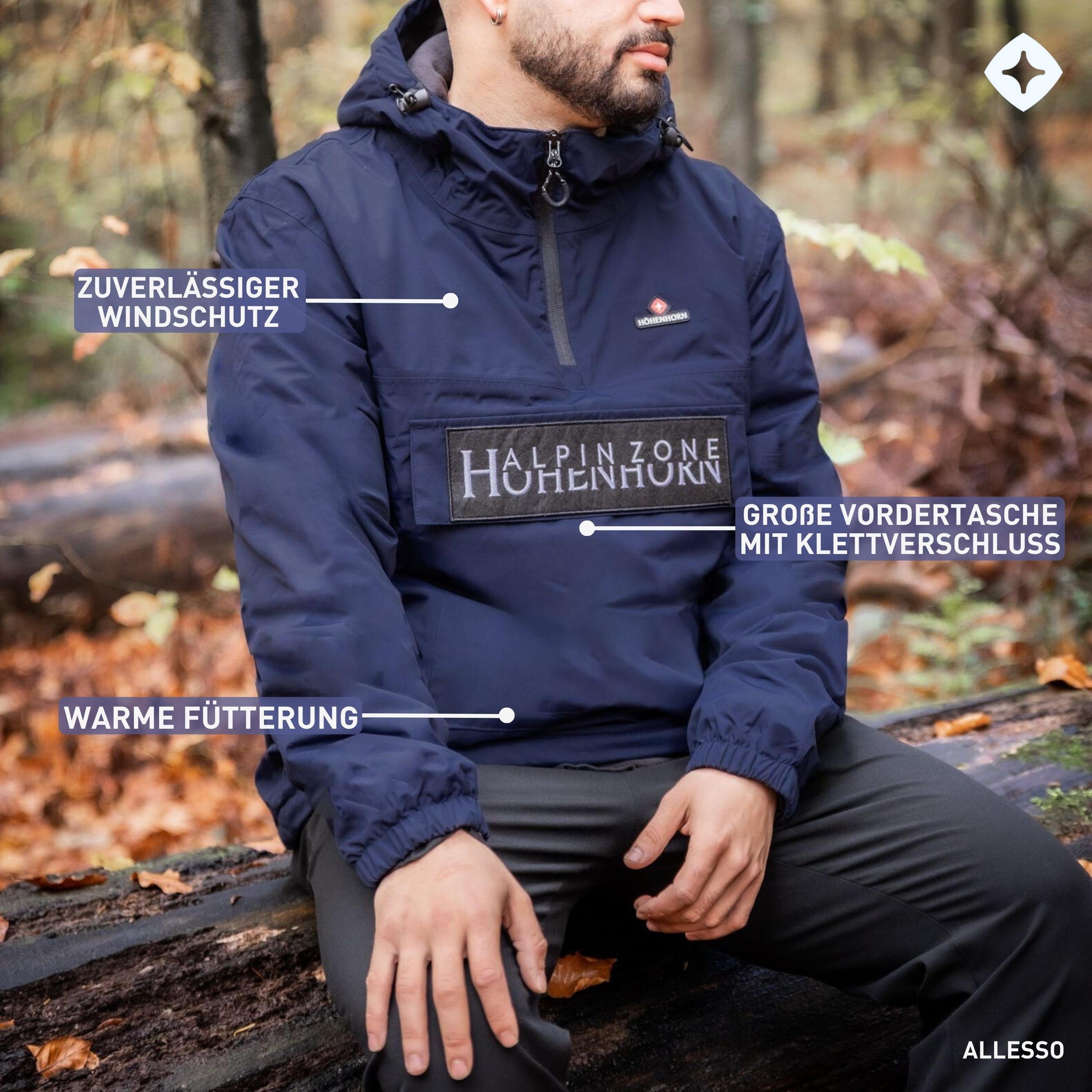 Höhenhorn Winterjacke Allesso Herren für Männer Windbreaker Gefüttert Schlupfjacke Seitlicher Reißverschluss, Winddicht, Wasserdicht, Atmungsaktiv