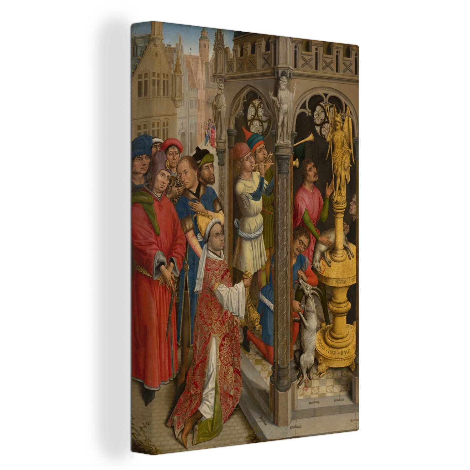 OneMillionCanvasses® Leinwandbild Augustinus opfert einem Götzenbild der Manichäer - Gemälde von Rogier, (1 St), Leinwandbild fertig bespannt inkl. Zackenaufhänger, Gemälde, 20x30 cm