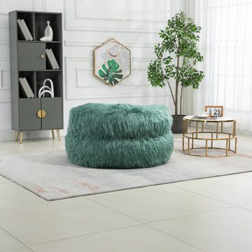 Odikalo Sitzsack Lounge Sessel mit Fußbank Akzentsessel Flauschig Kunstpelz Mehrfarbig