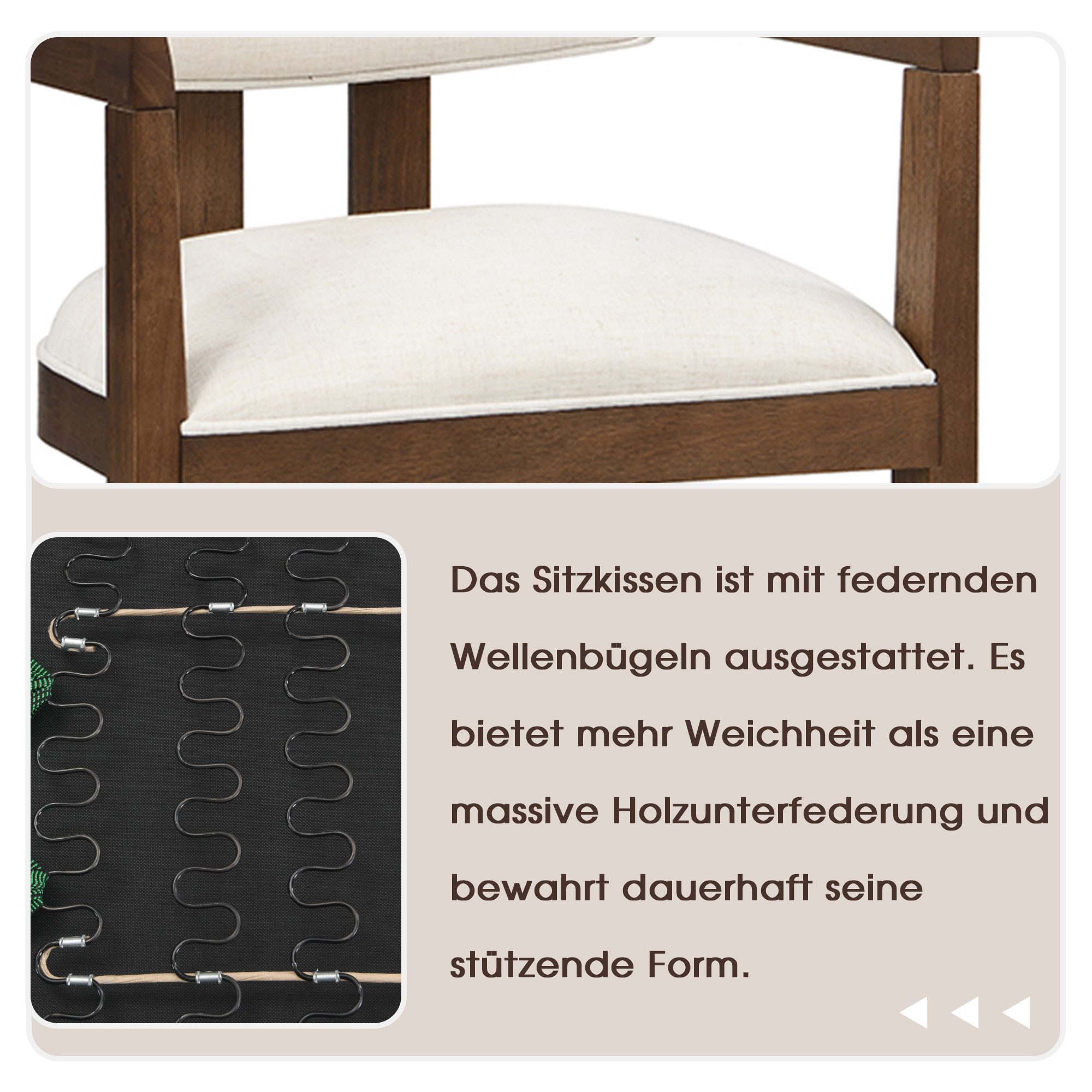STILVORA Küchenstuhl 2er-set Esszimmerstühle mit Armlehnen Leinenstoff für Wohnzimmer (Schminkstuhl aus Massivholz, bequem und atmungsaktiv), für Esszimmer, Cafés, moderner Stil