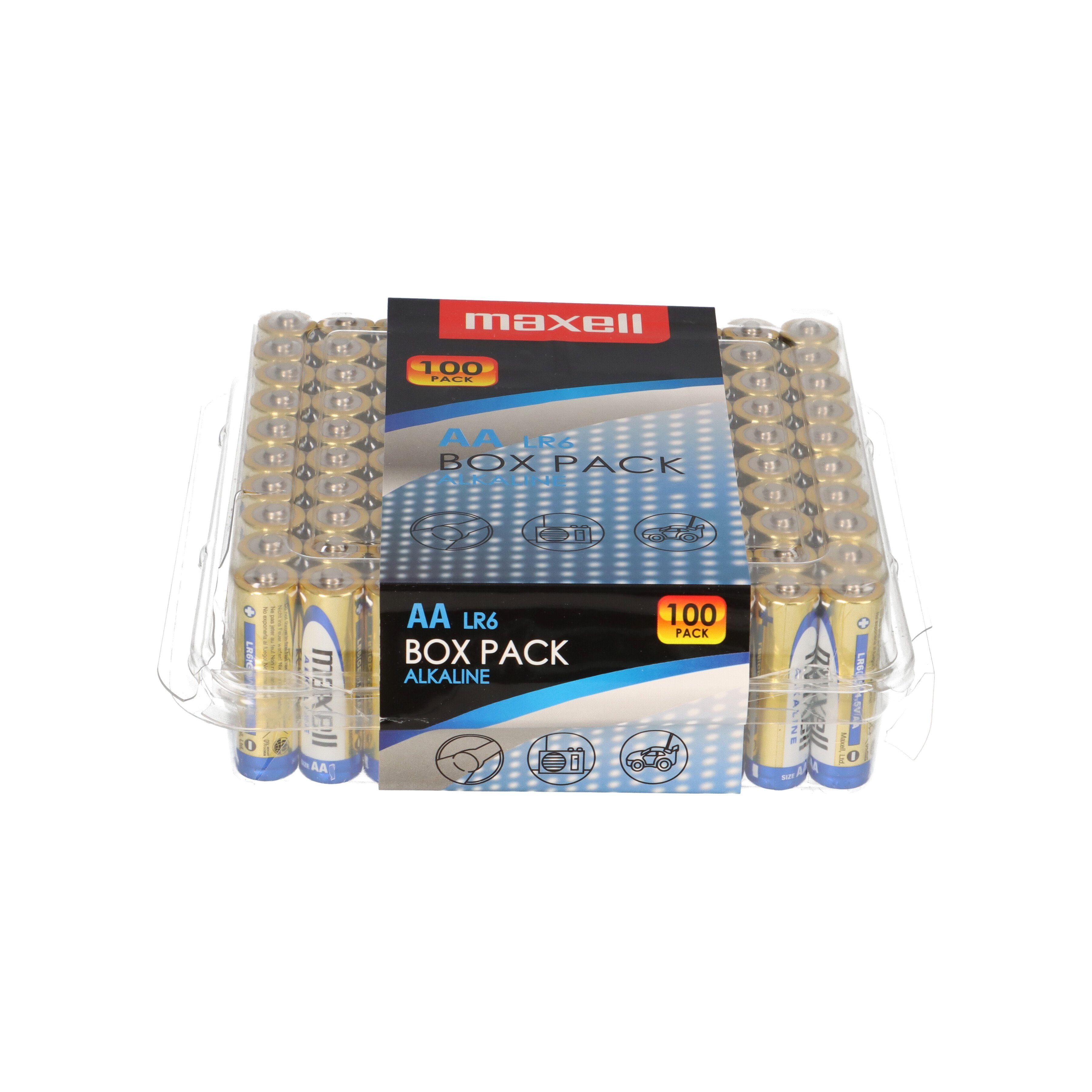 Maxell 100er Box Maxell Batterien AA Mignon LR6 Alkaline Batterie