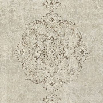 Teppich Orientalischer Samt Teppich Fransen Oriental Vintage Medallion Creme, NOURISTAN, rechteckig, Höhe: 5 mm