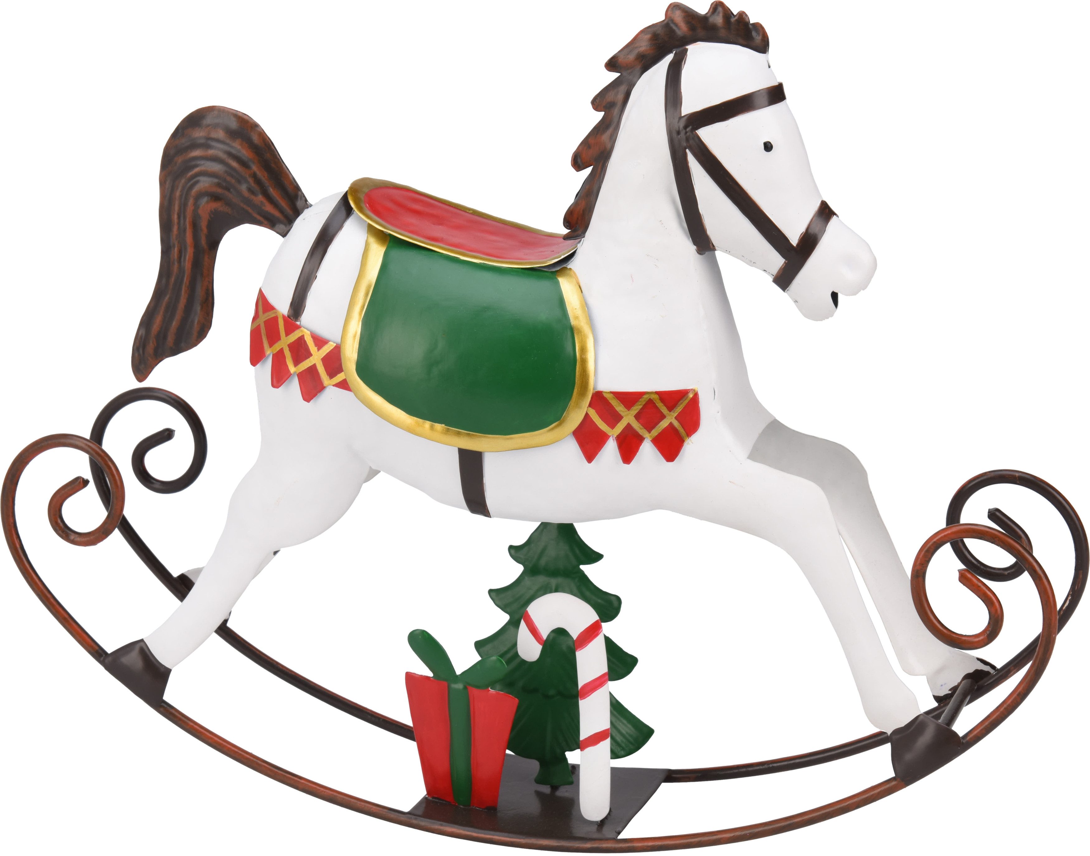 matrasa Dekofigur Schaukelpferd aus Metall Vintage Dekopferd Weihnachten Weihnachtsdeko, 24 x 31 x 7 cm