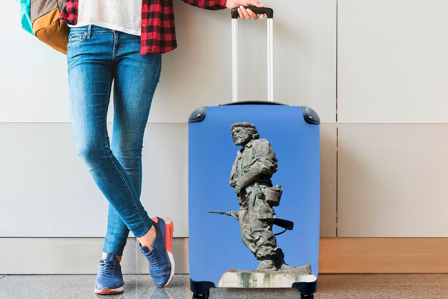 Reisetasche Che mit von Statue Ferien, rollen, Reisekoffer Trolley, Guevara, MuchoWow Handgepäck Rollen, Handgepäckkoffer 4 für