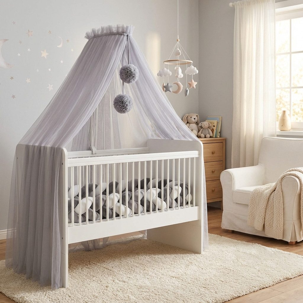 Baby Fancyroom Betthimmel Betthimmel aus 12 Meter Tüll aus 1. Klasse für Kinderbett Gitterbett, Himmel für Babybett Kinderbett