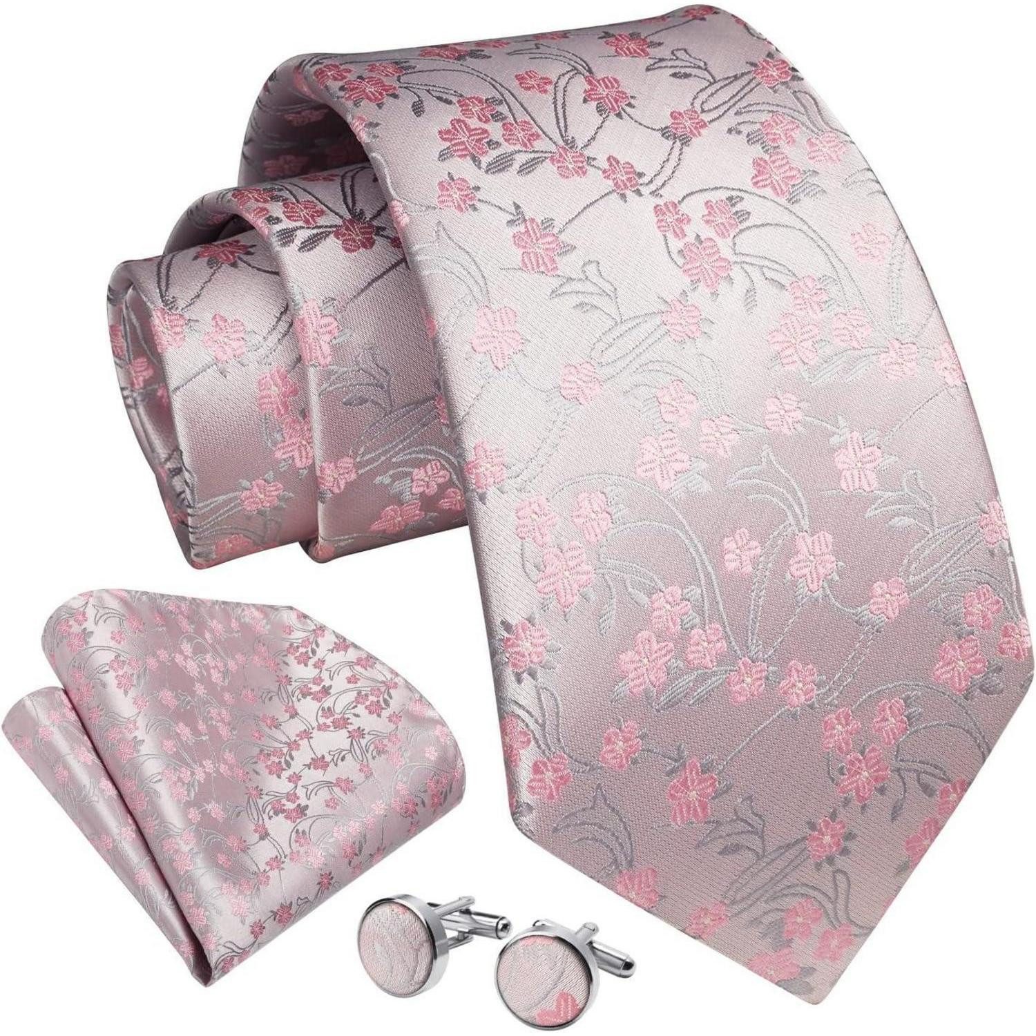 LuxusKollektion Krawatte Krawatte Herren Paisley Hochzeit Set Hell-Pink Einheitsgröße