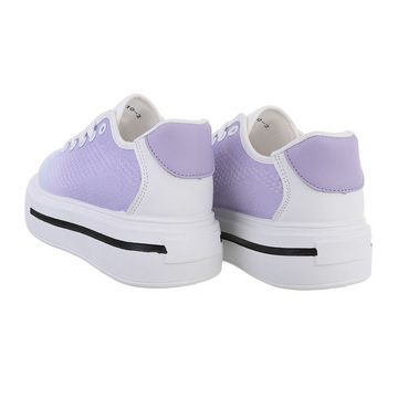 Ital-Design Damen Low-Top Freizeit Sneaker Flach Sneakers Low in Weiß