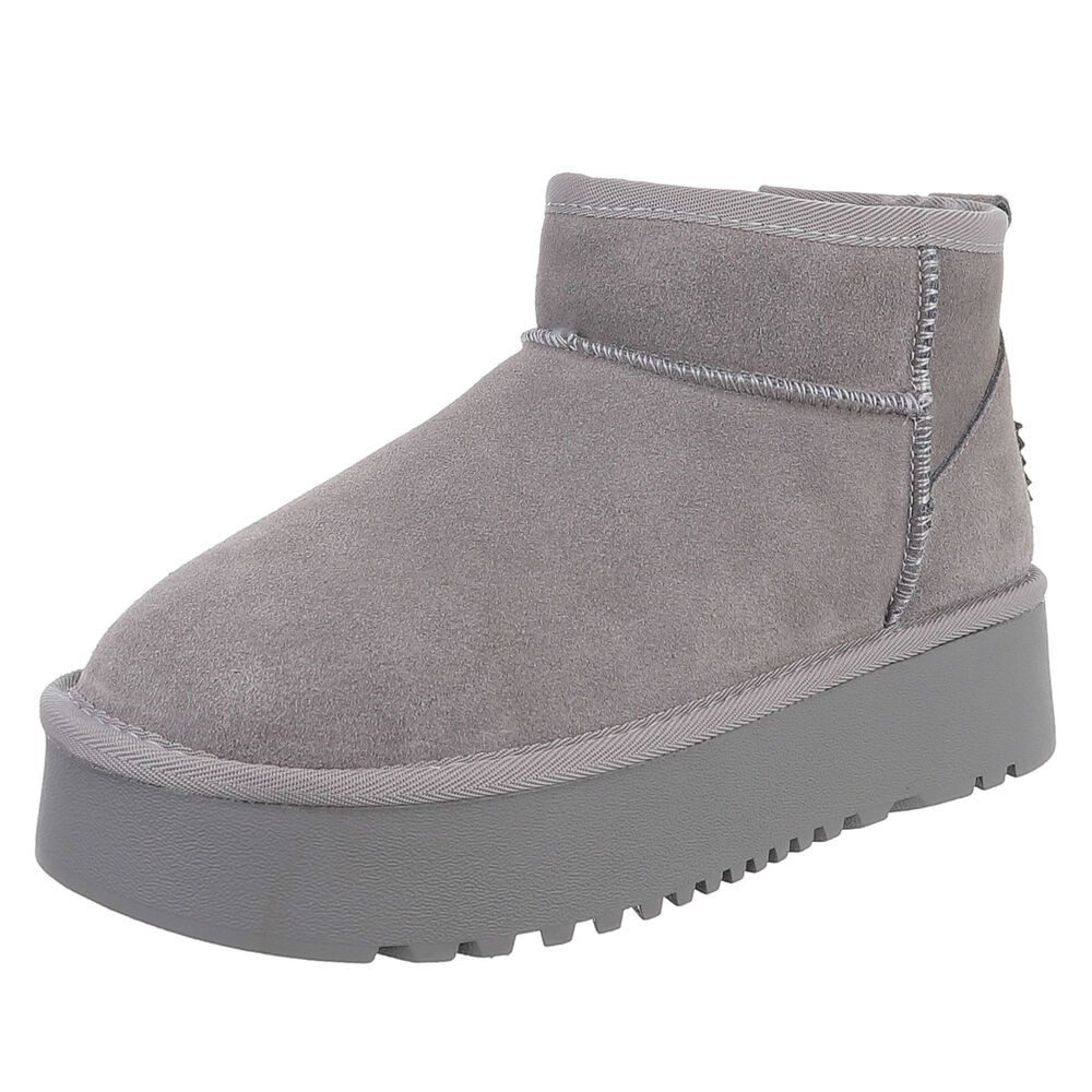 Ital-Design Bequemer Plattform-Echtleder-Schuh für Alltag und Freizeit Снегоходы (90471179) Flach Plateaustiefeletten in Grau