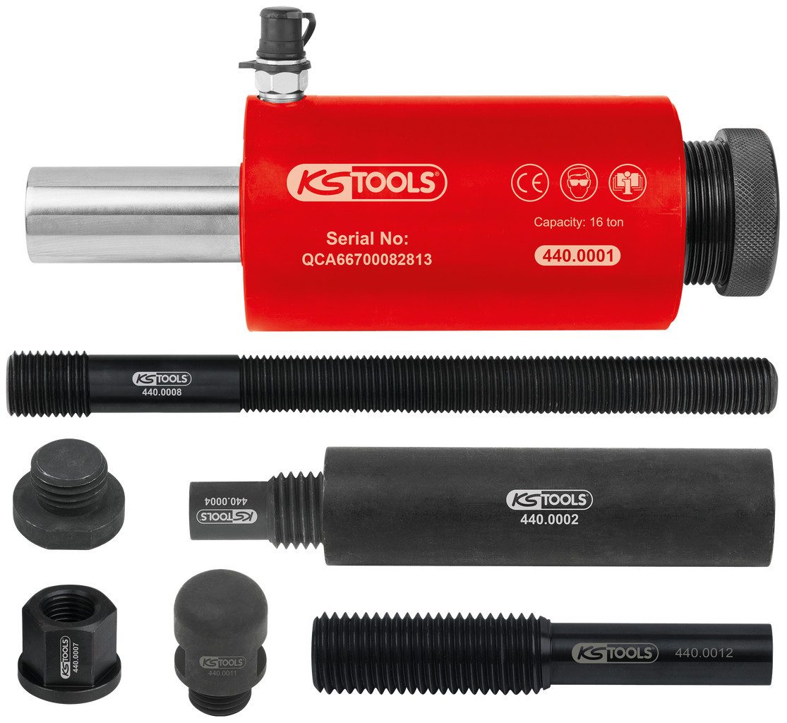 KS Tools Steckschlüssel Druck- und Zug-Hydraulikzylinder-Satz, 16t, 10-tlg (440.0005)