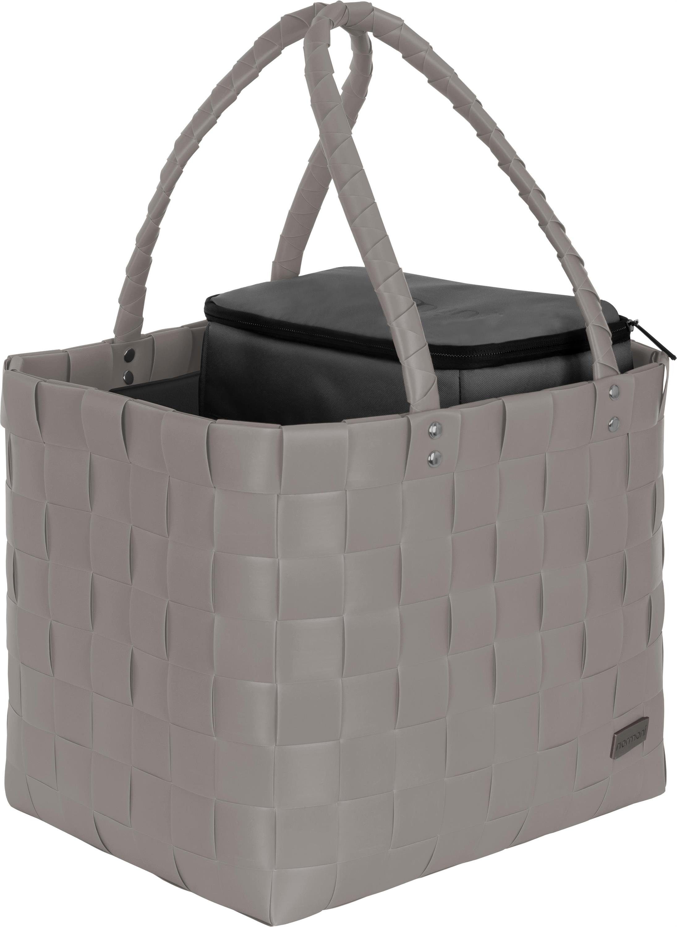 normani Einkaufskorb Flechtkorb mit kleiner Kühltasche, 20 l, Einkaufskorb mit kleinem Kühlkorb