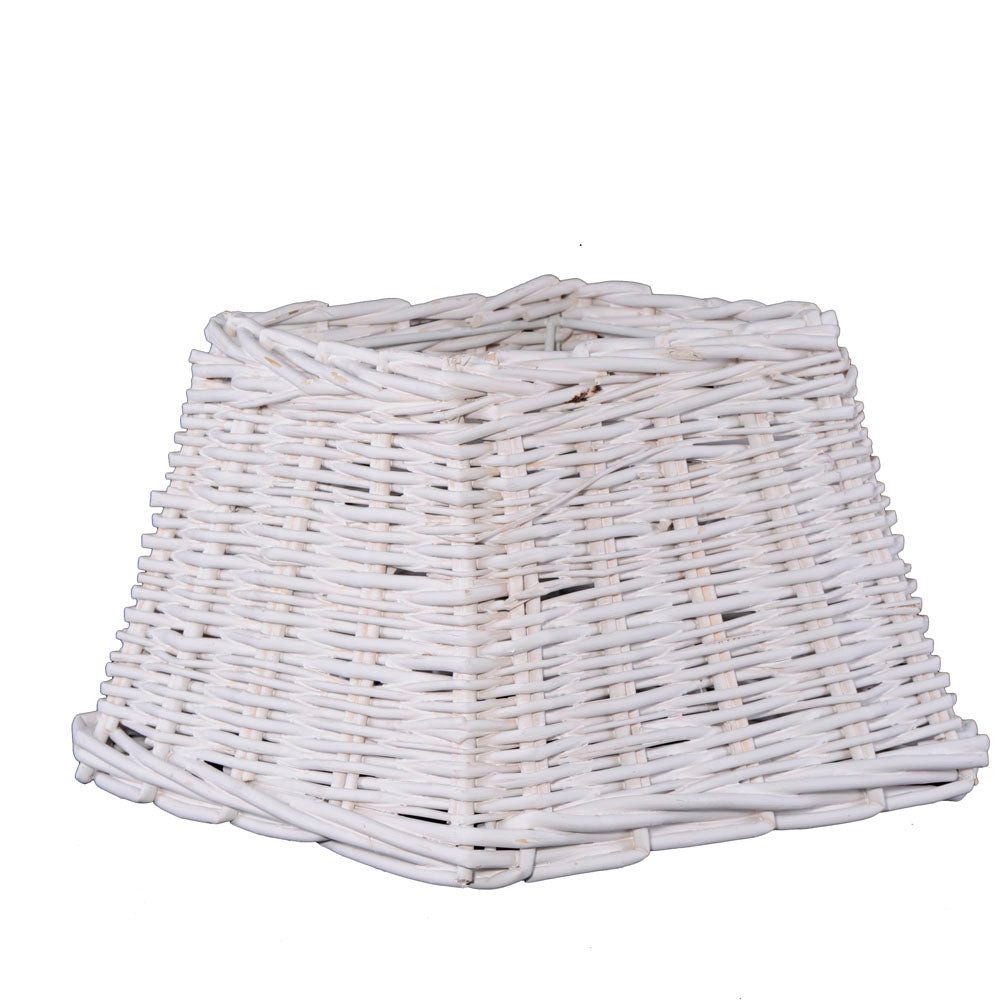 Dirk Davids Leuchten GmbH Lampenschirm Lampenschirm für Tischleuchte in Vierkant Rattan Matt Weiß 25-17-17, Exklusives Design