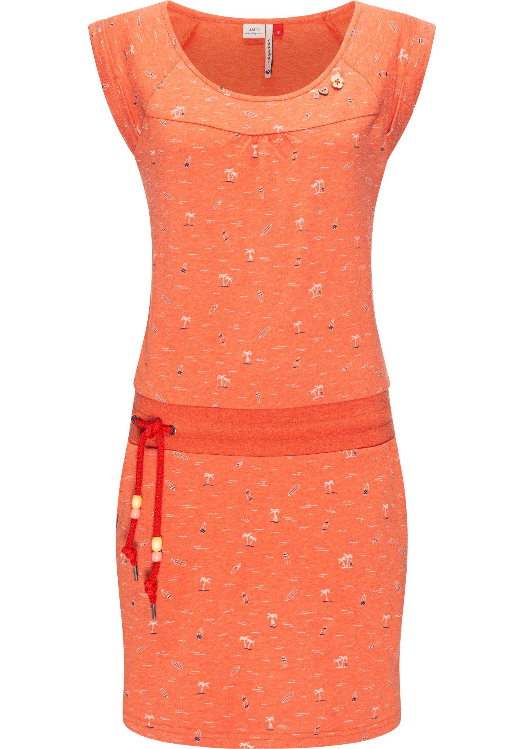 Ragwear Sommerkleid Penelope leichtes Baumwoll Kleid mit Print orangerot