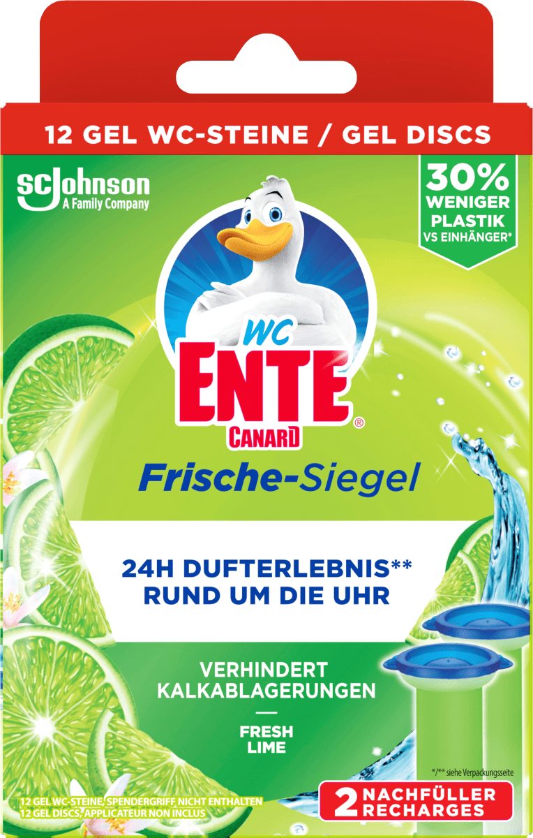 WC-Reiniger, WC-Steine Nachfüller, Gel WC-Reiniger körbchenloser 12 Ente Frische-Siegel WC
