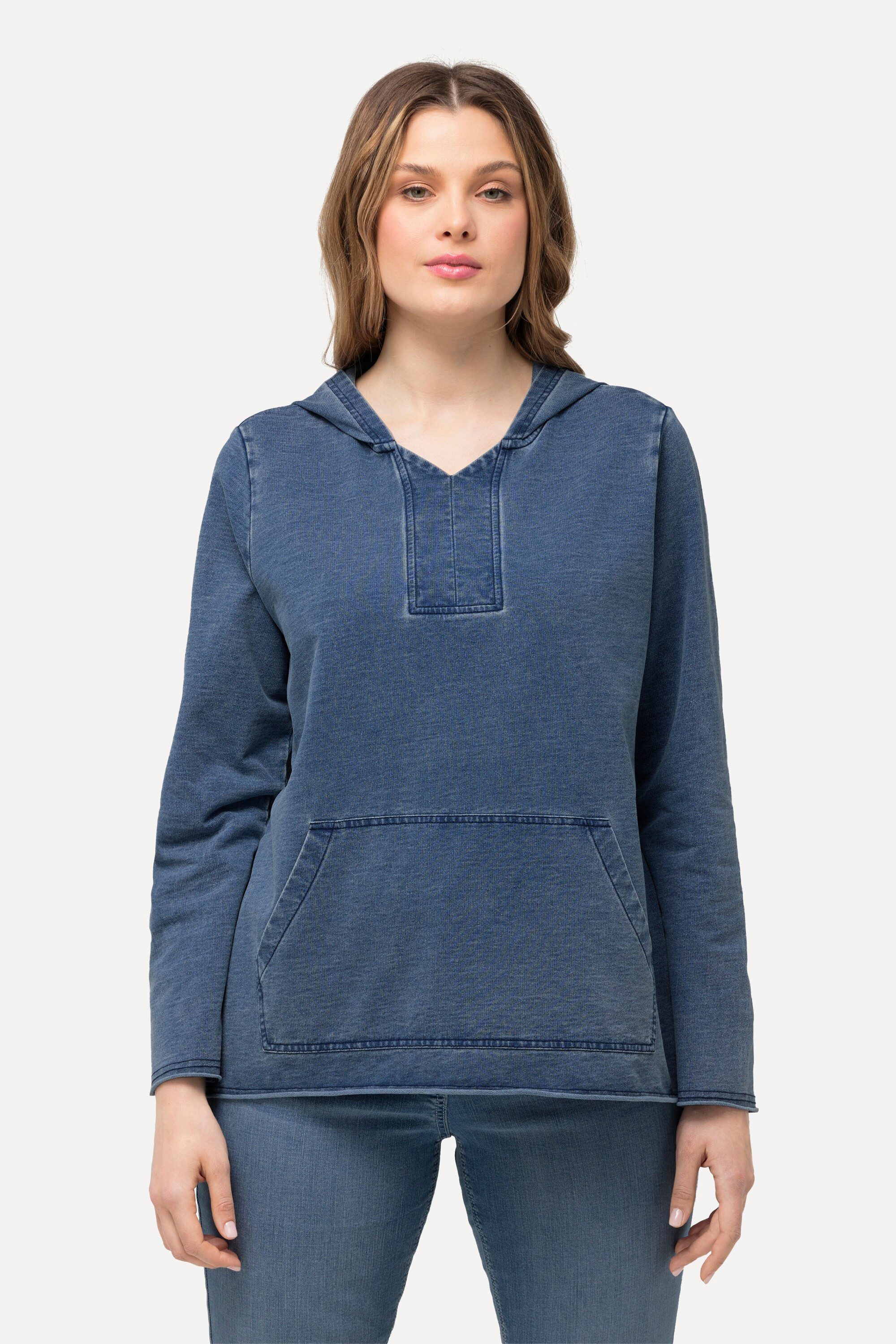 Hoodie Hoodie offenkantig Kapuze Langarm Kängurutasche