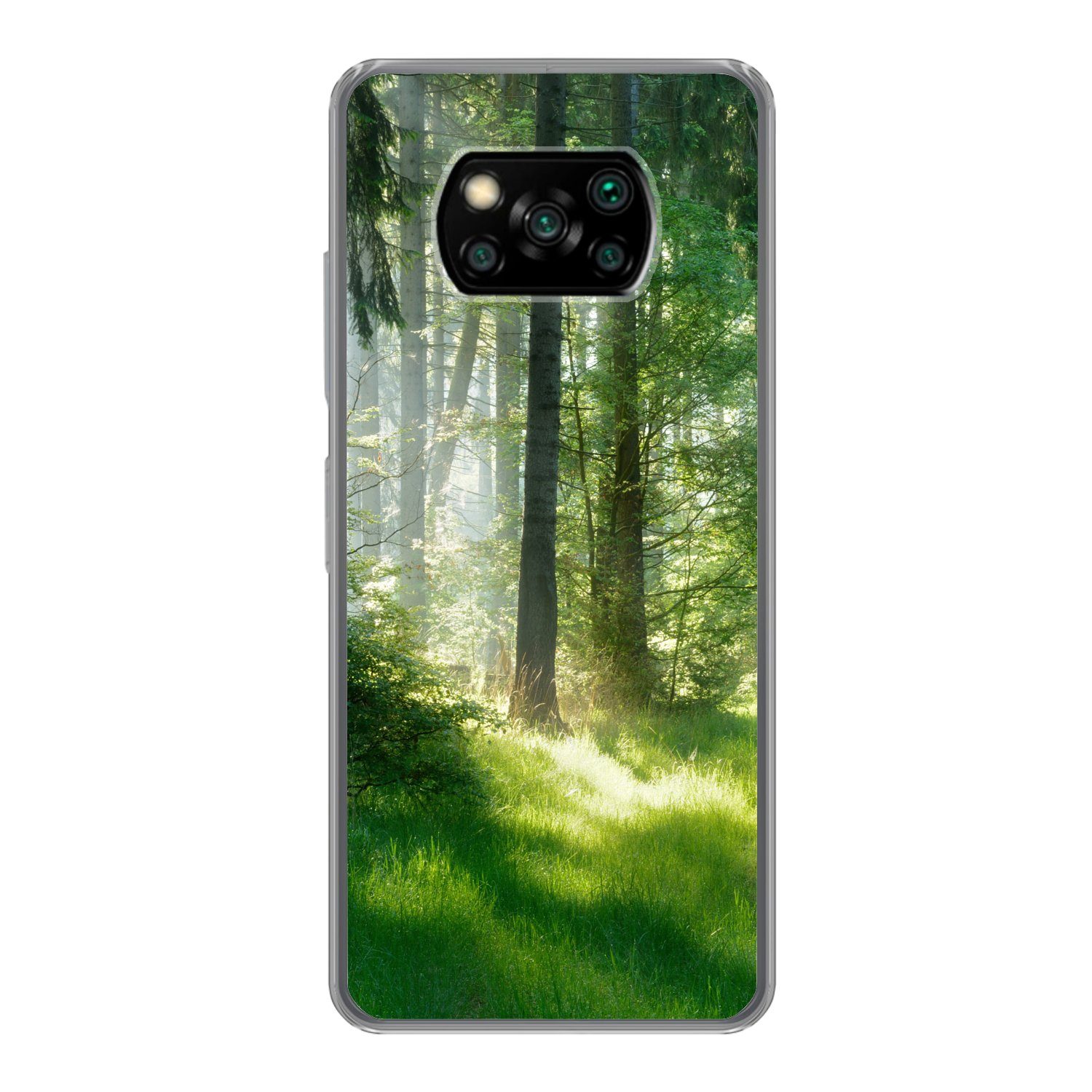 MuchoWow Handyhülle für Xiaomi Poco X3 Pro Natur - Bäume - Wald - Grün - Sonne - Gras - Pf, Phone Case, Silikon, Schutzhülle Dünn