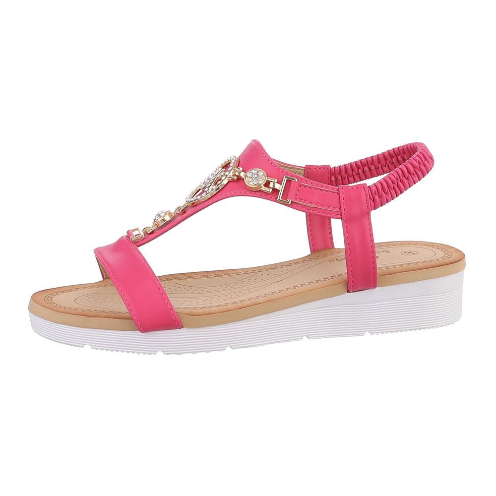 Ital-Design Damen Freizeit Riemchensandalette (86016800) Keilabsatz/Wedge Keilsandaletten in Pink