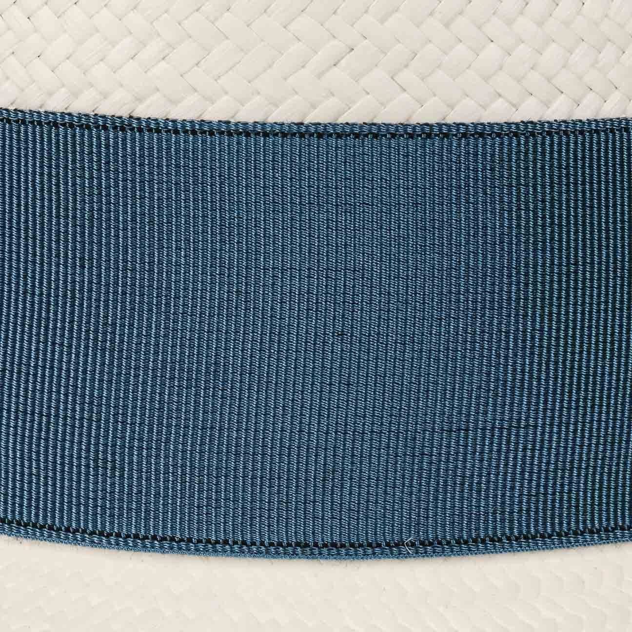 Made Ripsband, mit natur-blau Borsalino Sonnenhut Strohhut (1-St) Italy in