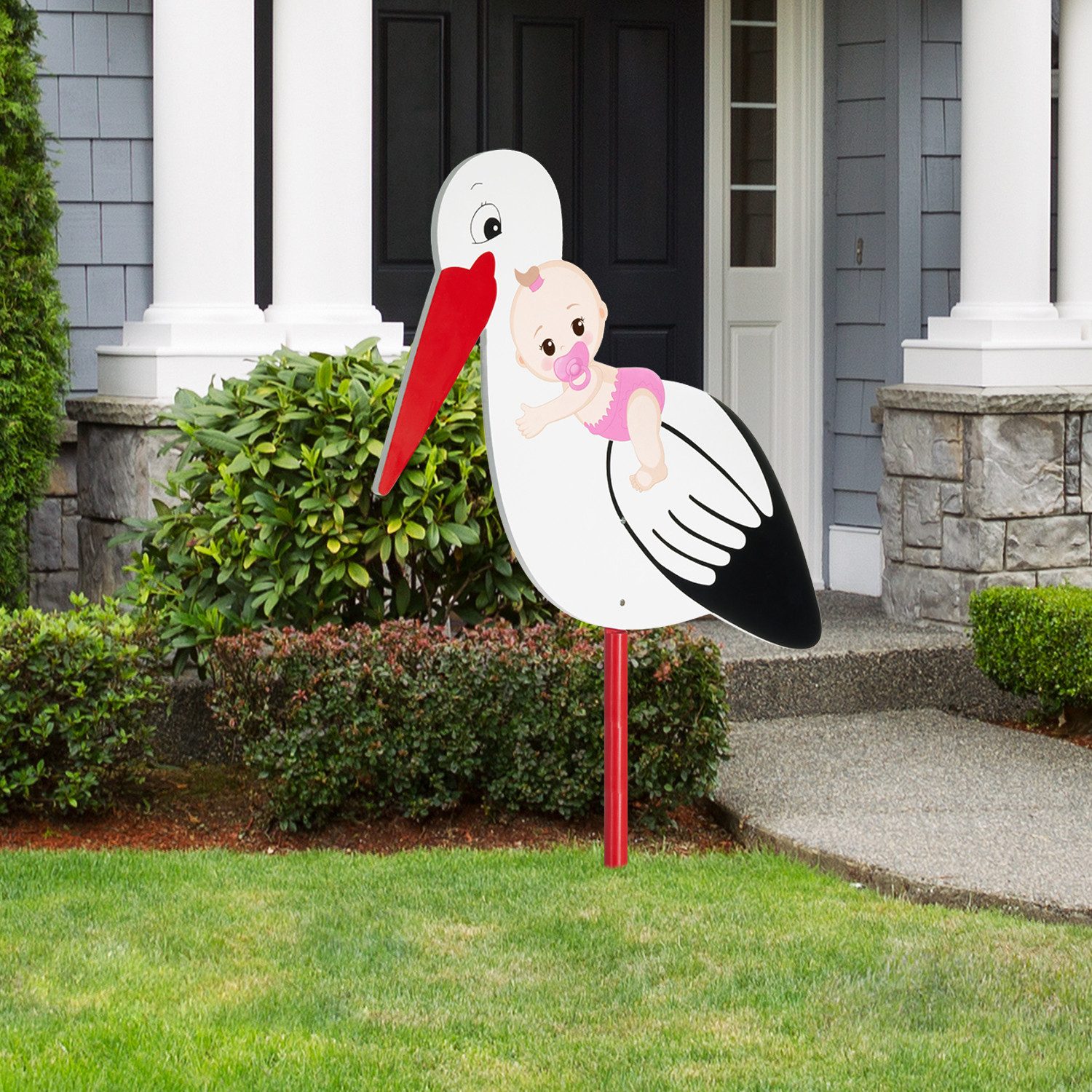 BRUBAKER Girlande Welcome Baby Girlande + Großer Storch aus Holz für Jungen günstig online kaufen