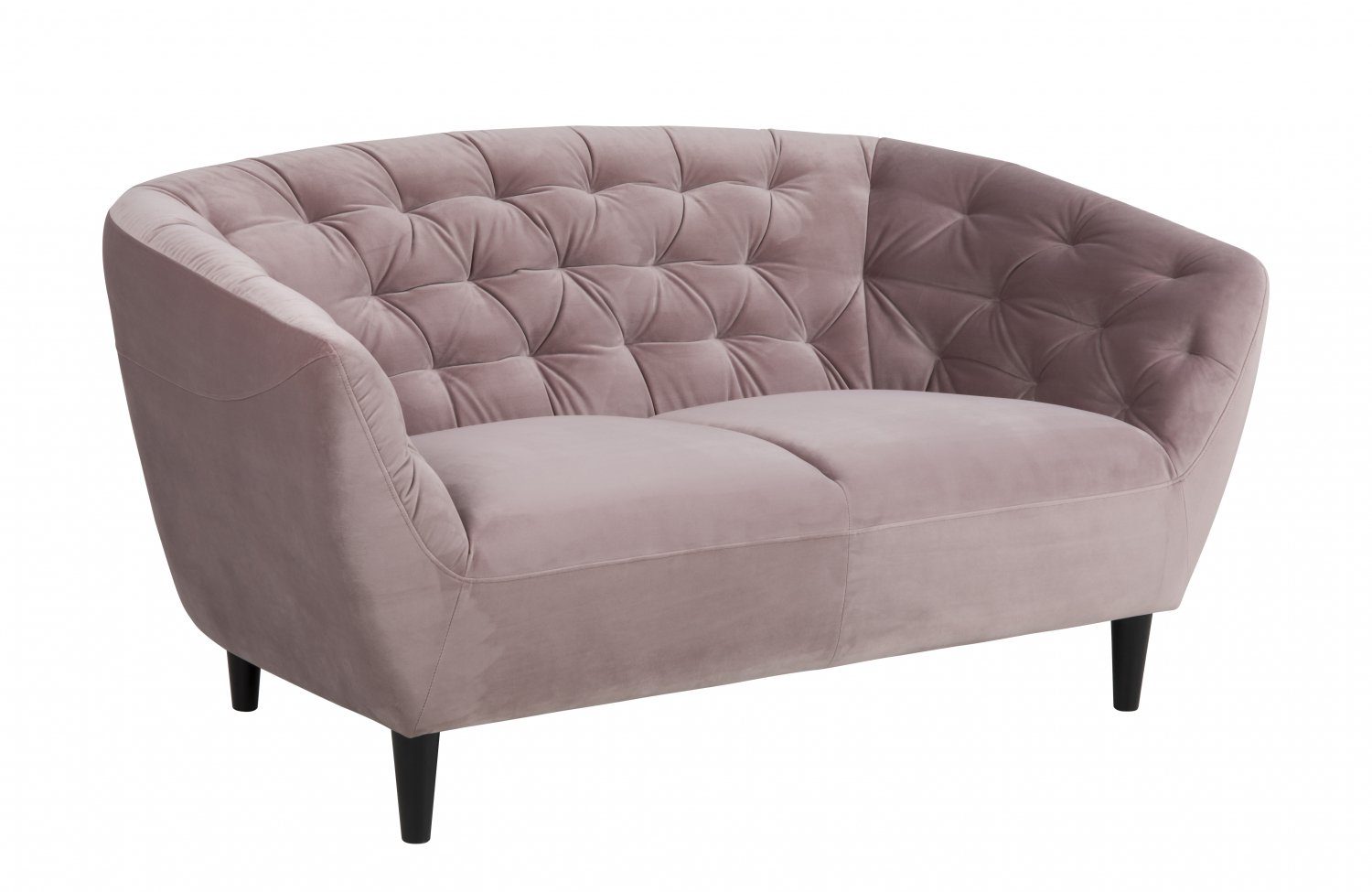 ebuy24 Sofa Rian 2 rosa schwarzen Teile Personen Beinen., 1 mit Sofa