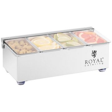 Royal Catering Aufbewahrungssystem Zutatenbehälter Aufsatzboard Zutatenbehälter Edelstahl 4 x 0,4 l mit, Edelstahl, Kunststoff (Polypropylen)