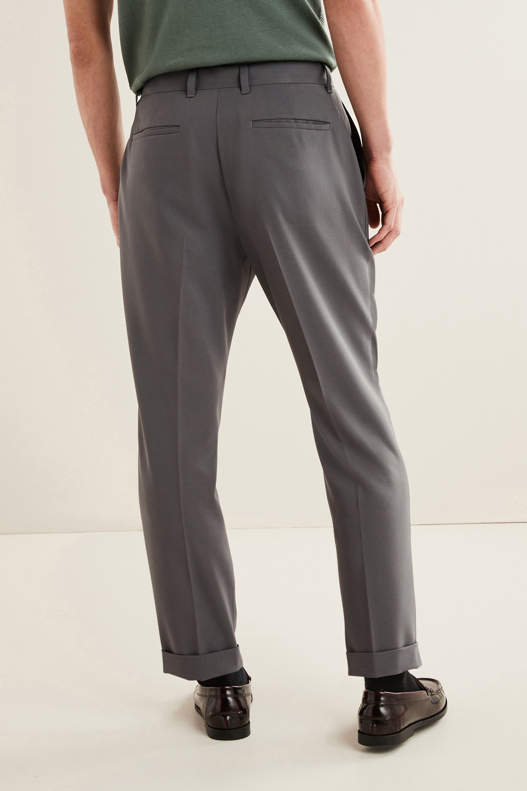 Next Stoffhose Anzughose ohne weites Grey Bein - Bundfalten (1-tlg)