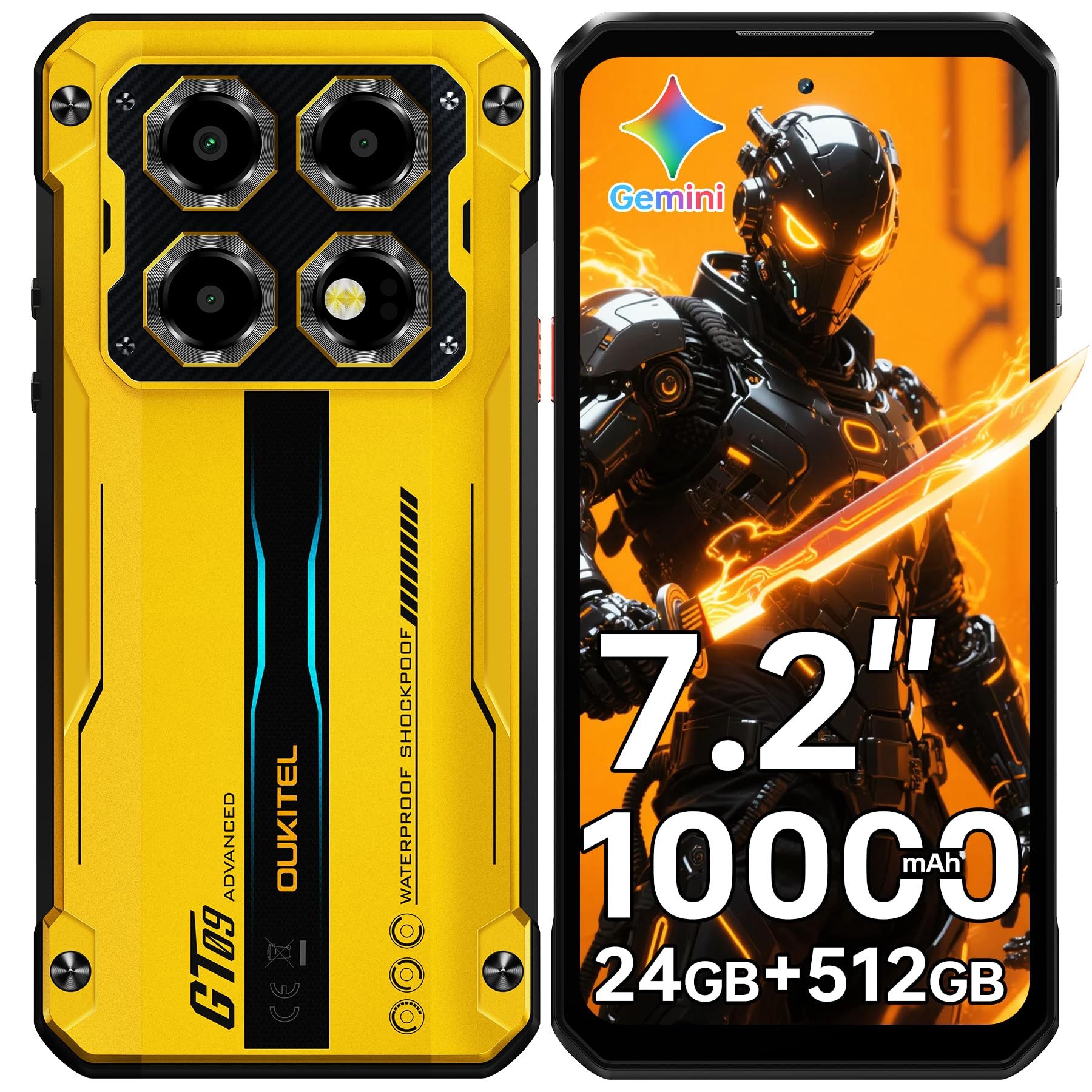 OUKITEL WP60 4G Android 16 Outdoor Smartphone (18,28 cm/7.2 Zoll, 512 GB Speicherplatz, 64 MP Kamera, 24GB+512GB, IP68 Baustellenhandy, 10000mAh, NFC, OTG, GPS)