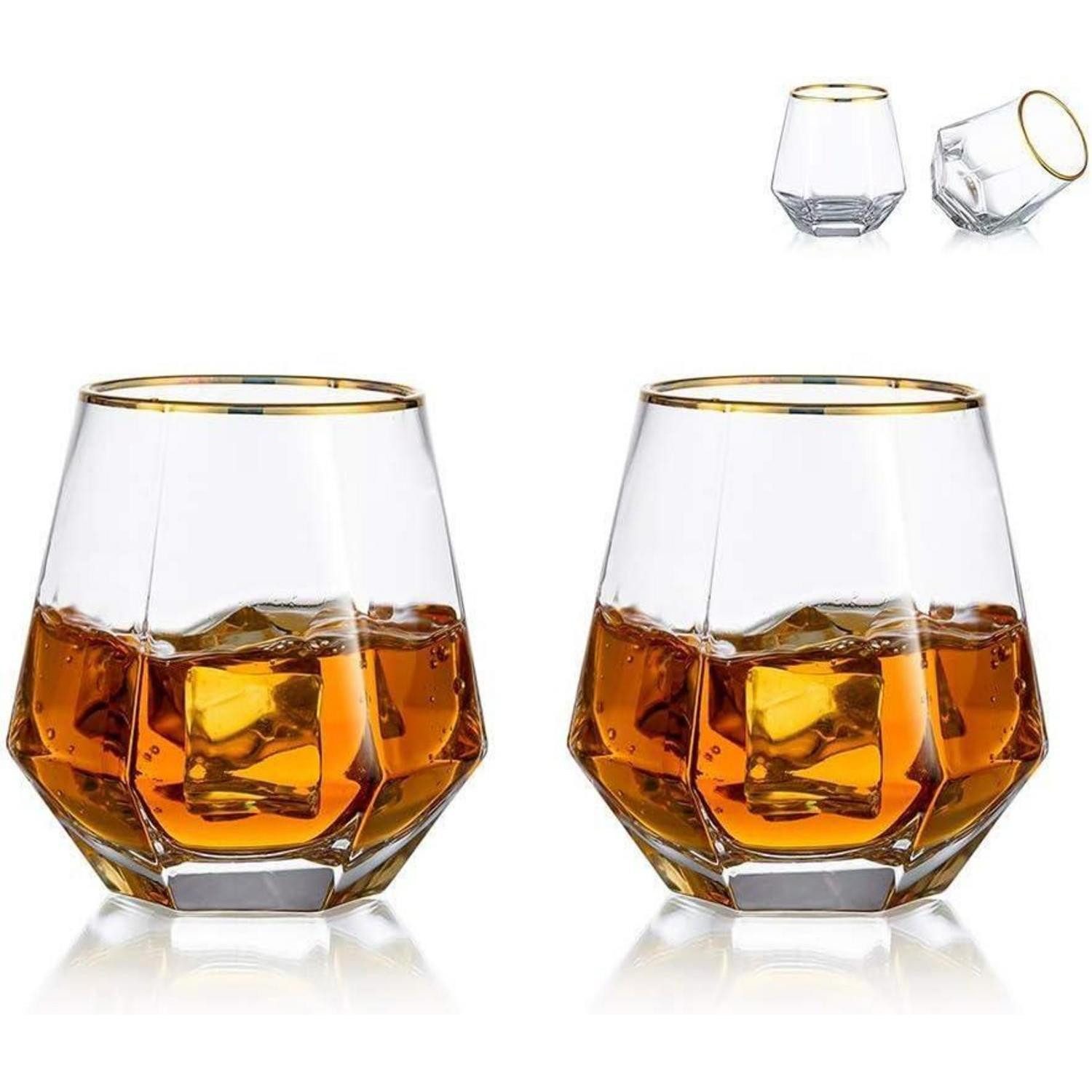 LuxusKollektion Whiskyglas Diamond Whisky Glasses 2er-Set 300 Ml Scotchglas Moderner Look Männer