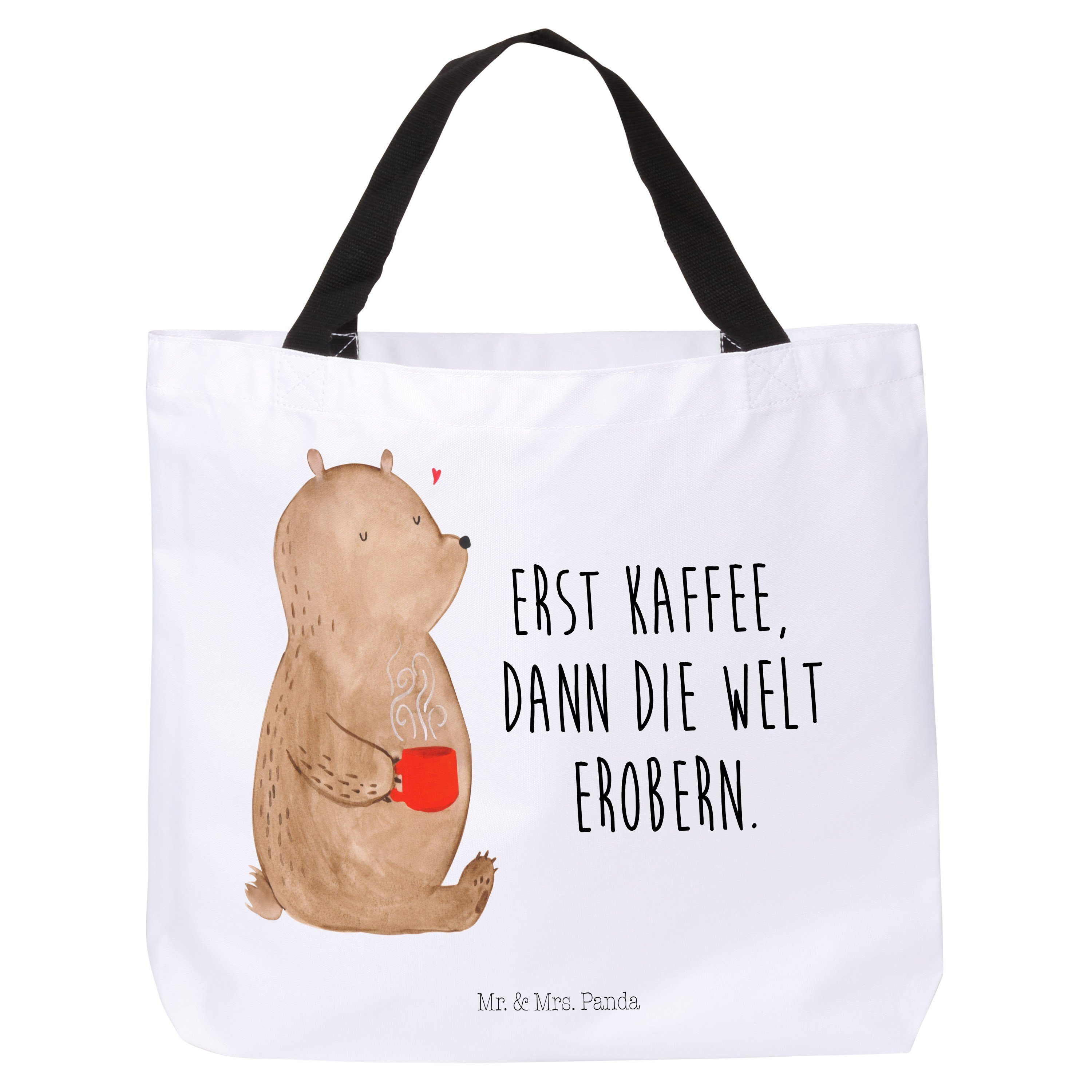 Shopper Weiß B Shopper, Mrs. Bär Mr. & Schulbeutel, Kaffee Einkaufstasche, (1-tlg) Geschenk, - Panda -