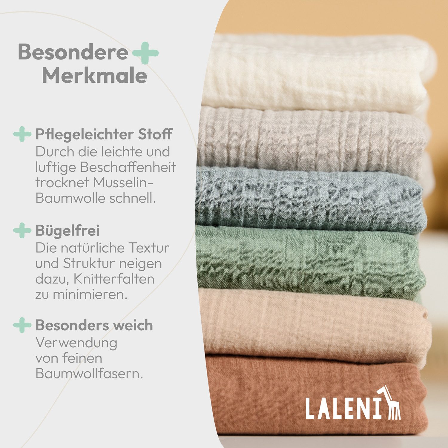 Laleni Kinderbettwäsche Kinderbettwäsche aus Baumwolle - Musselin Bettwäsche, Oeko-TEX zertifizierte Bettwäsche Sommer