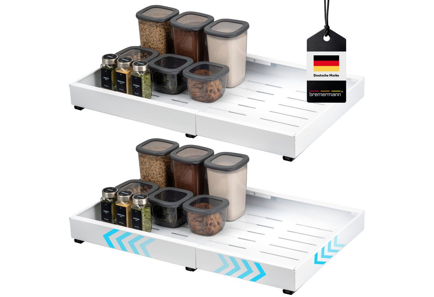 bremermann Teleskopauszug 2er Set - mit Einlegeboden, ausziehbar, Breite von 43-67 cm