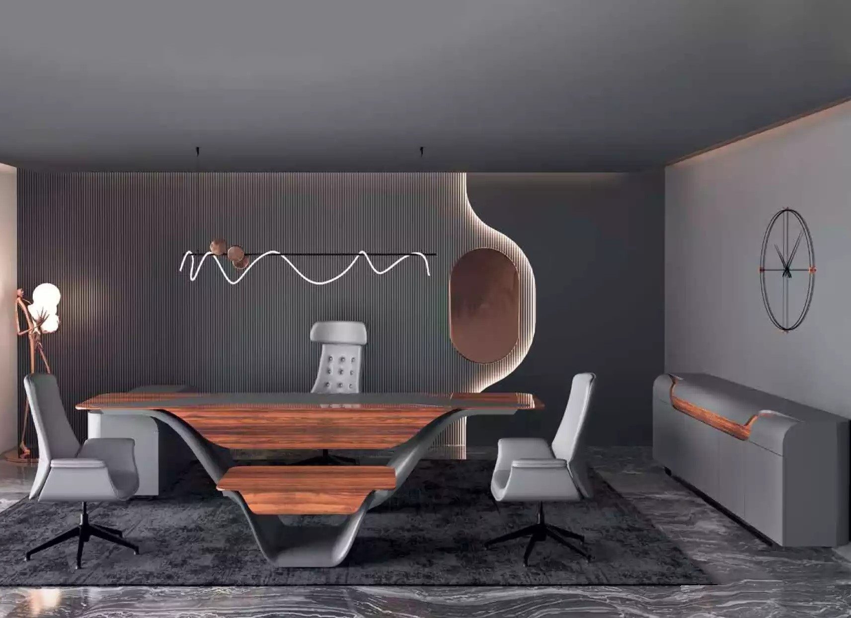 Xlmoebel Büromöbel-Set Eckarbeitsplatz Sideboard Wohnzimmertisch Büromöbel Arbeitszimmer Kit, (3-tlg., Schreibtisch / Couchtisch / Sideboard), Hergestellt in Europa