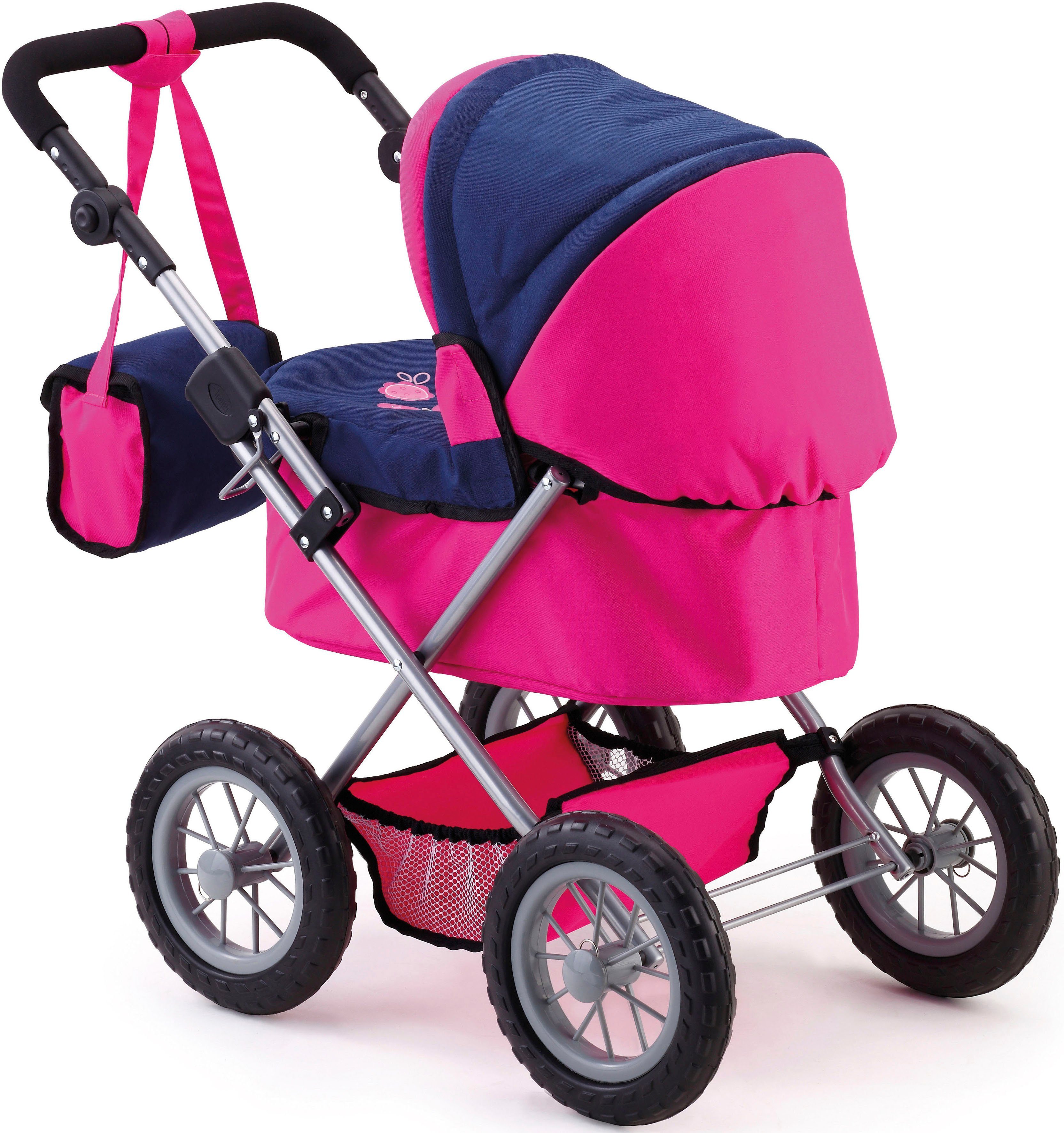 Bayer Puppenwagen Trendy, pink/blau, inkl. Wickeltasche günstig online kaufen
