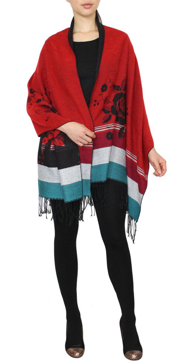 dy_mode XXL-Schal Damen Schultertuch Großer Schal Stola Überwurf Elegant, mit Fransen