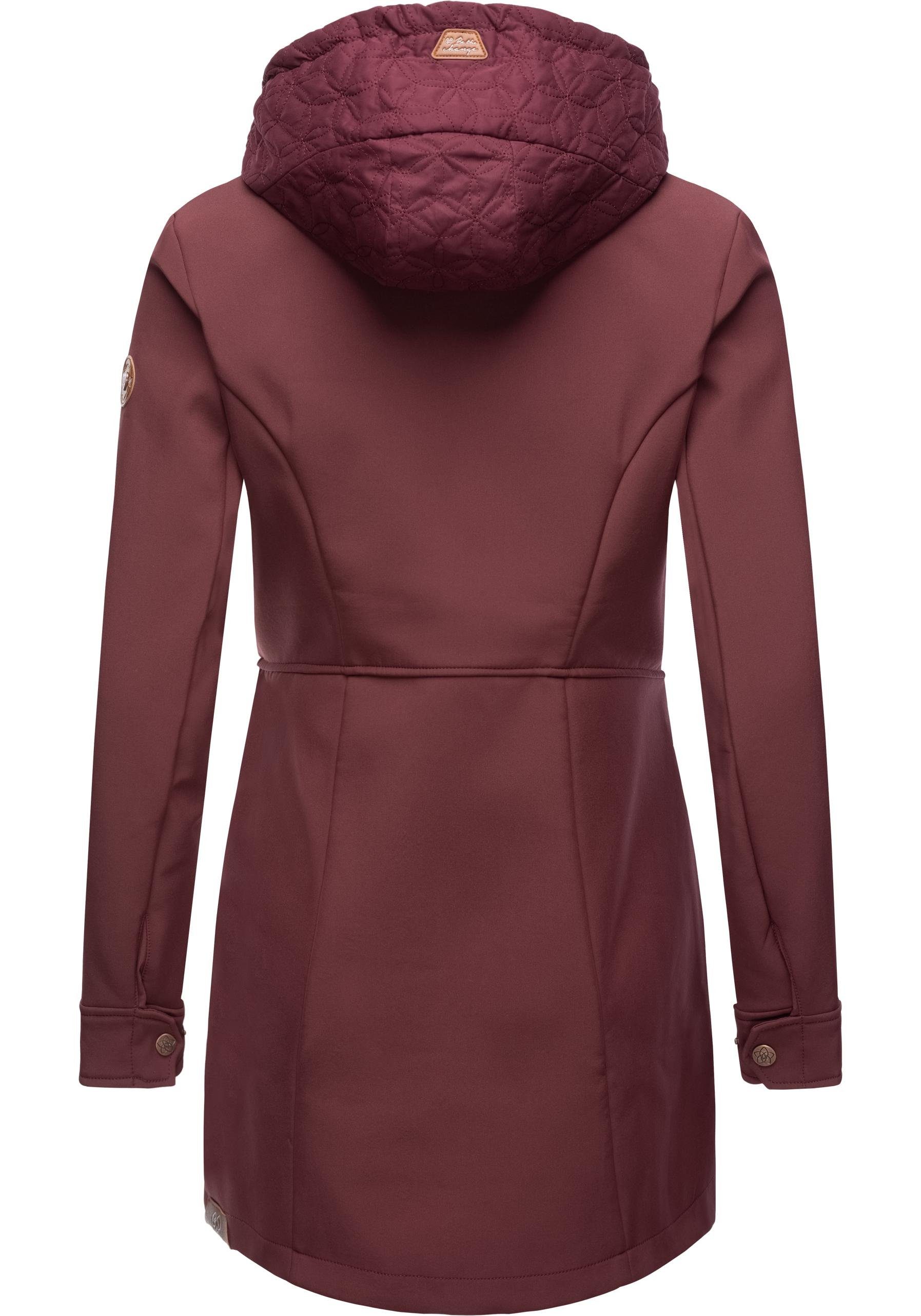 Ragwear Softshellmantel Ybela sportliche, gefütterte Outdoorjacke mit Kapuze