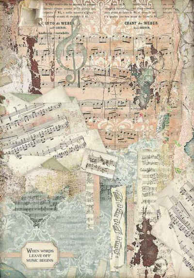 Stamperia Seidenpapier »Motiv-Strohseide Music-Art«, DIN A3