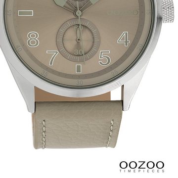 OOZOO Quarzuhr Oozoo Herren Armbanduhr Timepieces Analog, (Analoguhr), Herrenuhr rund, groß (ca. 42mm) Lederarmband, Fashion-Style