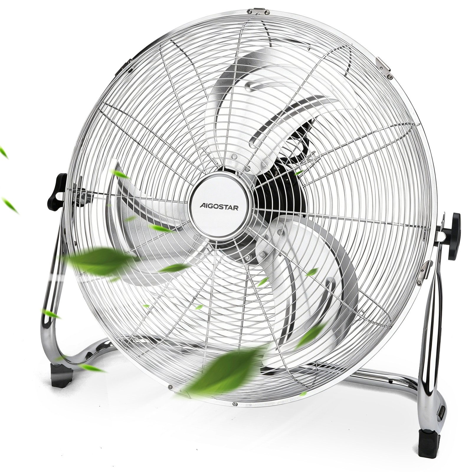 Aigostar Windmaschine 54cm Bodenventilator, Standventilator, Retro Starker Ventilator, 100W, 54 cm Durchmesser, 3 Windgeschwindigkeiten, 120 ° neigungsverstellbaren Kopf