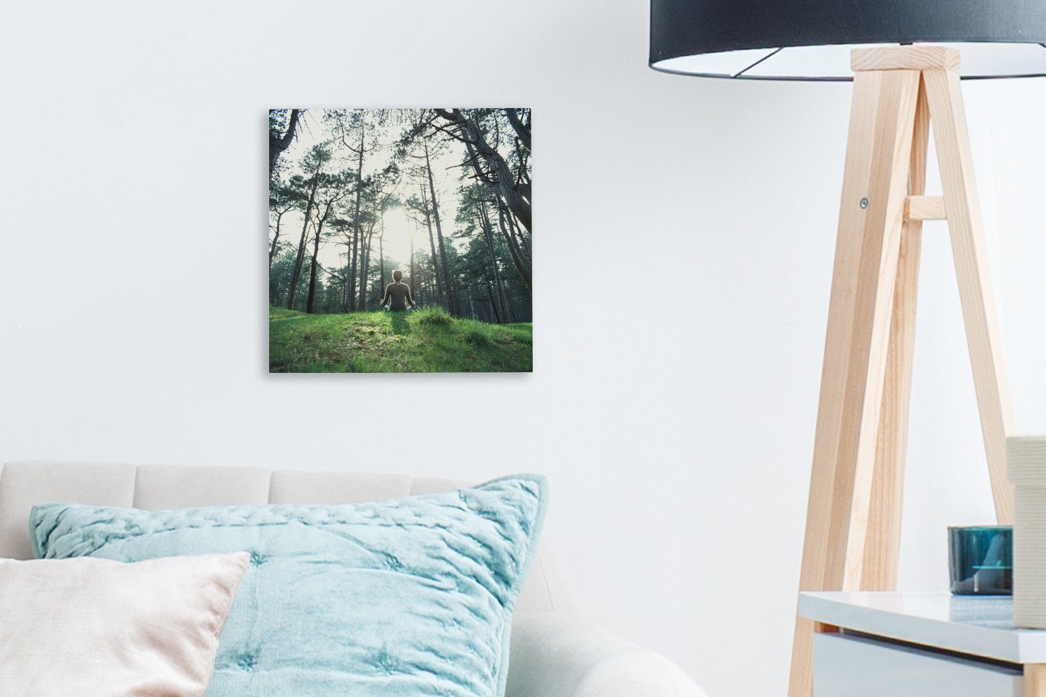 Schlafzimmer Wald, Wohnzimmer Jemand Leinwandbild im OneMillionCanvasses® (1 Bilder St), Yoga für Leinwand macht