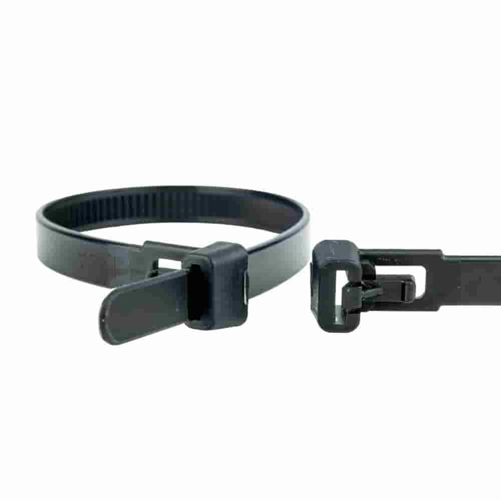 WKK Kabelbinder Kabelbinder, wiederlösbar, 100 Stück, 100mm, schwarz, industriequalität
